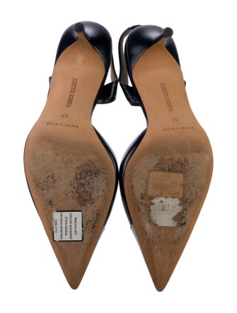 Manolo Blahnik Leather Colorblock Pattern Slingback Pumps