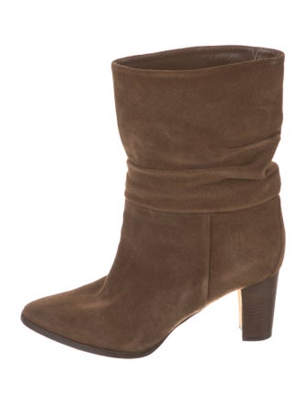 Manolo Blahnik Suede Pleated Accents Boots