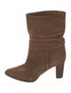 Manolo Blahnik Suede Pleated Accents Boots