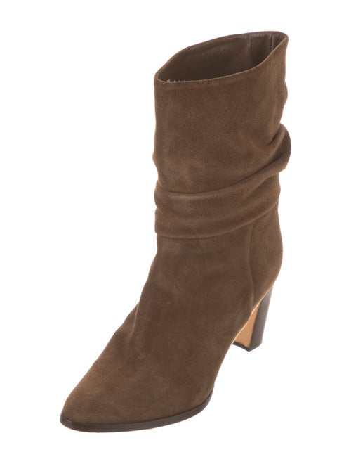Manolo Blahnik Suede Pleated Accents Boots