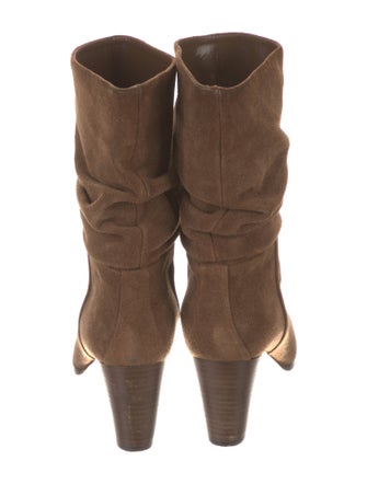 Manolo Blahnik Suede Pleated Accents Boots