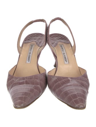 Manolo Blahnik Leather Animal Print Slingback Pumps