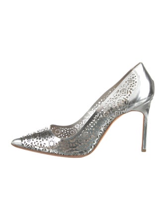 Manolo Blahnik Leather Lasercut Accents Pumps