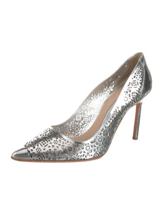 Manolo Blahnik Leather Lasercut Accents Pumps