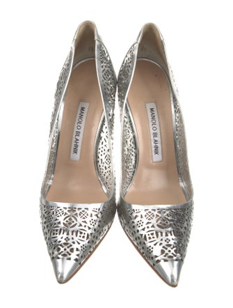 Manolo Blahnik Leather Lasercut Accents Pumps