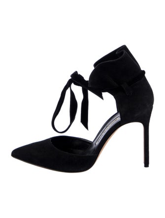 Manolo Blahnik Suede T-Strap Pumps