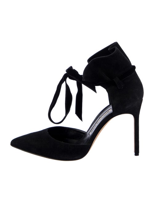 Manolo Blahnik Suede T-Strap Pumps