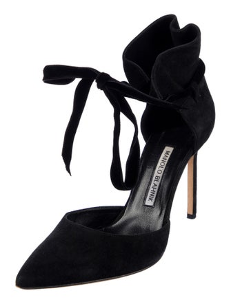 Manolo Blahnik Suede T-Strap Pumps