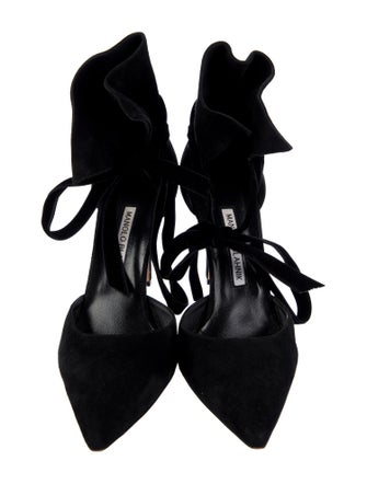 Manolo Blahnik Suede T-Strap Pumps