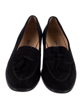 Manolo Blahnik Suede Tassel Accents Loafers