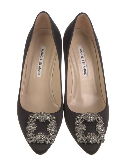 Manolo Blahnik Satin Crystal Embellishments Pumps