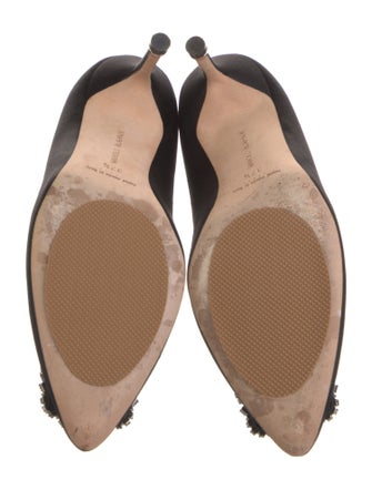 Manolo Blahnik Satin Crystal Embellishments Pumps