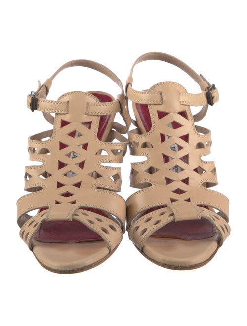 Manolo Blahnik Leather Lasercut Accents Gladiator Sandals