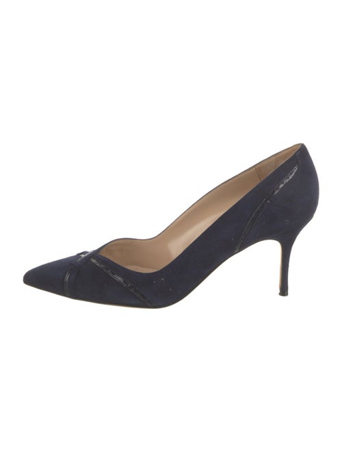 Manolo Blahnik Suede Leather Trim Embellishment Pumps