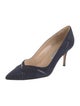 Manolo Blahnik Suede Leather Trim Embellishment Pumps