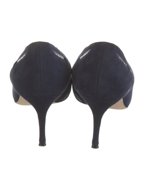 Manolo Blahnik Suede Leather Trim Embellishment Pumps