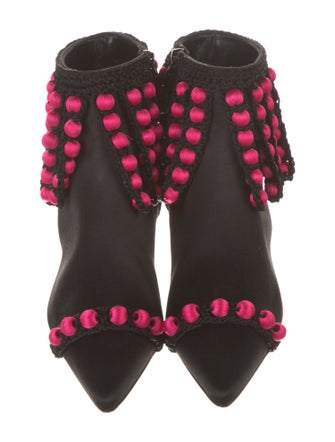 Manolo Blahnik Satin Patterned Lace-Up Boots