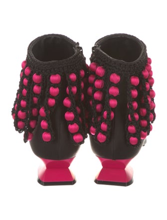 Manolo Blahnik Satin Patterned Lace-Up Boots