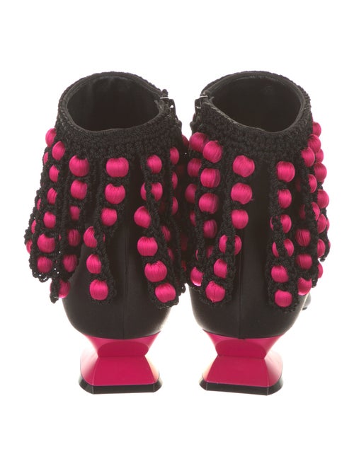 Manolo Blahnik Satin Patterned Lace-Up Boots