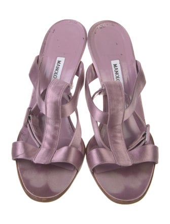 Manolo Blahnik Satin T-Strap Sandals