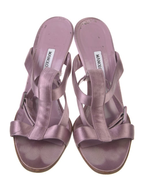Manolo Blahnik Satin T-Strap Sandals