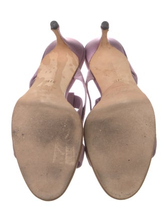 Manolo Blahnik Satin T-Strap Sandals