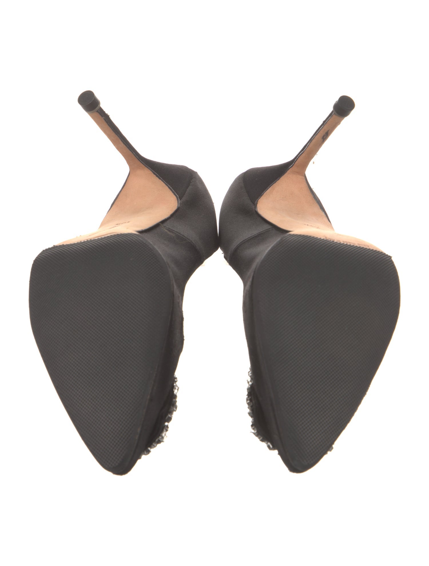 Manolo Blahnik Satin Crystal Embellishments Pumps