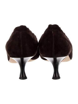 Manolo Blahnik Suede Scalloped Accent Pumps