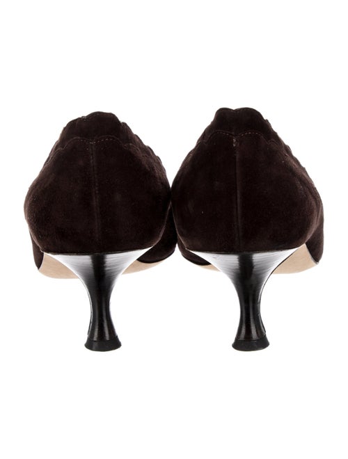 Manolo Blahnik Suede Scalloped Accent Pumps