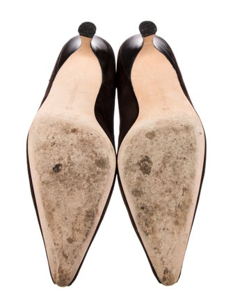 Manolo Blahnik Suede Scalloped Accent Pumps