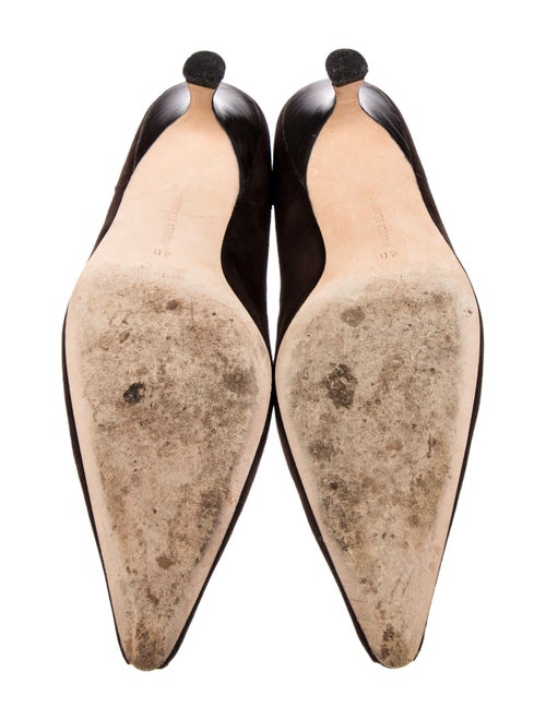 Manolo Blahnik Suede Scalloped Accent Pumps