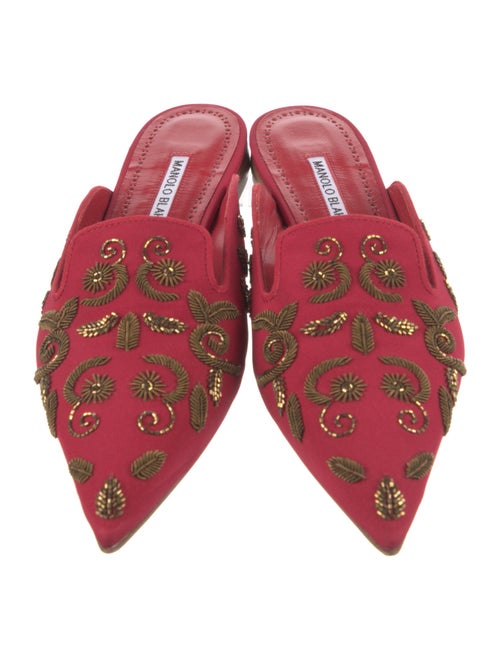 Manolo Blahnik Satin Patterned Mules