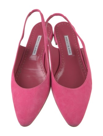 Manolo Blahnik Sawra 10 Suede Slingback Flats