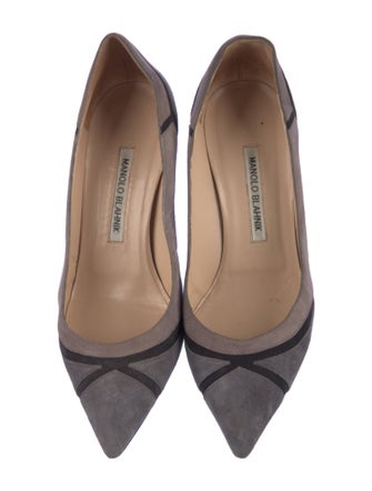 Manolo Blahnik Suede Colorblock Pattern Pumps