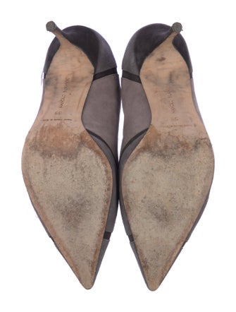 Manolo Blahnik Suede Colorblock Pattern Pumps