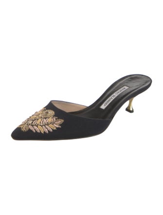 Manolo Blahnik Suede Sequin Embellishments Mules