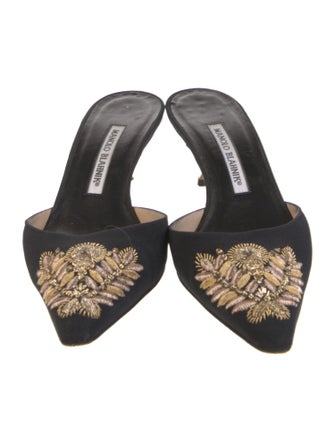 Manolo Blahnik Suede Sequin Embellishments Mules