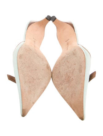Manolo Blahnik Canvas Colorblock Pattern Mules