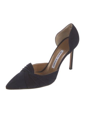 Manolo Blahnik Suede D'Orsay Pumps