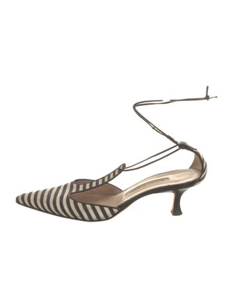 Manolo Blahnik Canvas Striped Slingback Pumps