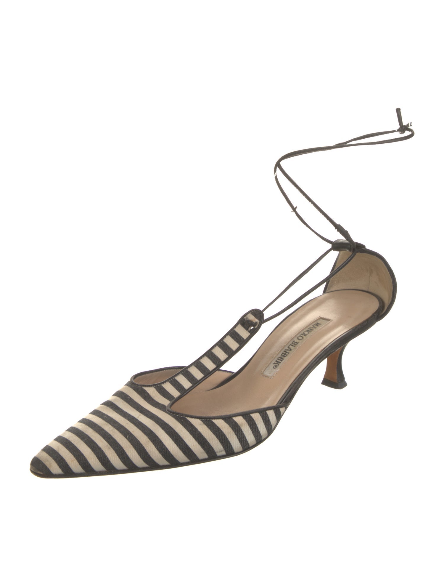 Manolo Blahnik Canvas Striped Slingback Pumps