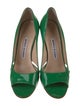 Manolo Blahnik Patent Leather Cutout Accent Pumps