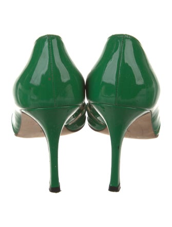 Manolo Blahnik Patent Leather Cutout Accent Pumps
