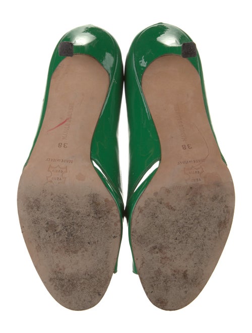 Manolo Blahnik Patent Leather Cutout Accent Pumps