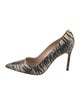 Manolo Blahnik Embossed Leather Animal Print Pumps