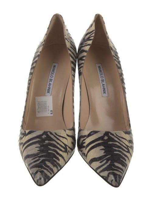 Manolo Blahnik Embossed Leather Animal Print Pumps