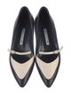 Manolo Blahnik Leather Crystal Embellishments Mary Jane Flats