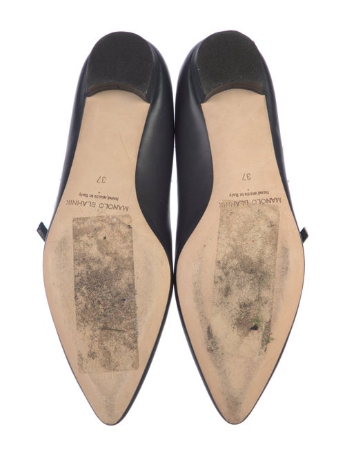 Manolo Blahnik Leather Crystal Embellishments Mary Jane Flats