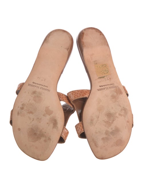 Manolo Blahnik Snakeskin Animal Print Slides