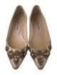 Manolo Blahnik Canvas Crystal Embellishments Flats
